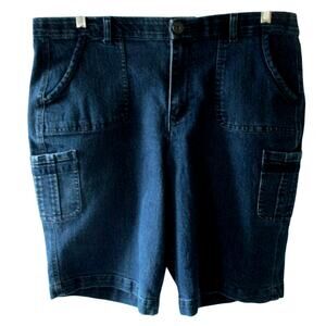 Gloria Vanderbilt Women's Mid Rise Dark Wash  Blue Jean Bermuda Shorts Size 16